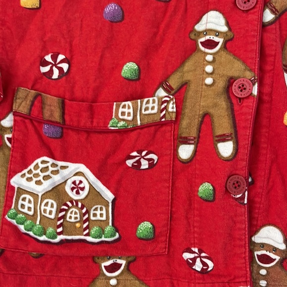 NICK & NORA GINGERBREAD CHRISTMAS BUTTON DOWN PJS JACKET SIZE SMALL - Picture 3 of 6